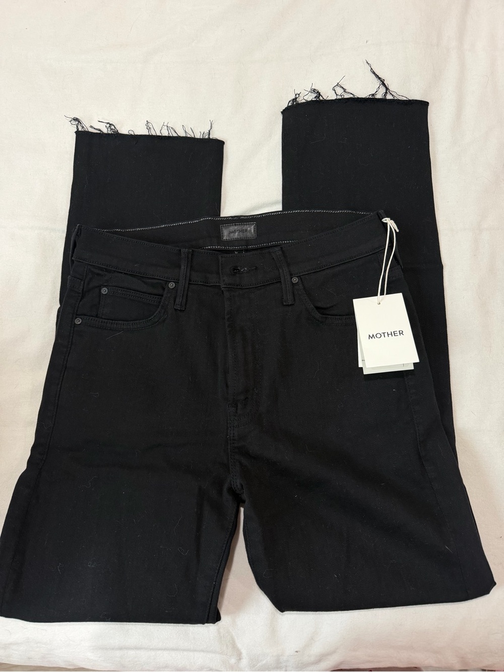 MOTHER Black High-Rise Straight Jeans